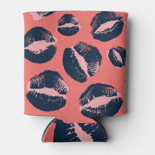 Leopard Kiss: Lippenstift Mode Print Blikjeskoeler (Voorkant)