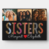 Leopard Kleurrijke Zusters Custom Foto & Namen Fotoplaat (voorkant)