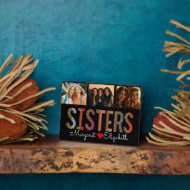 Leopard Kleurrijke Zusters Custom Foto & Namen Fotoplaat