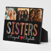 Leopard Kleurrijke Zusters Custom Foto & Namen Fotoplaat (Zijkant)