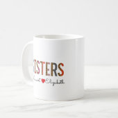 Leopard Kleurrijke Zusters Mok – Aangepaste Namen (Voorkant links)