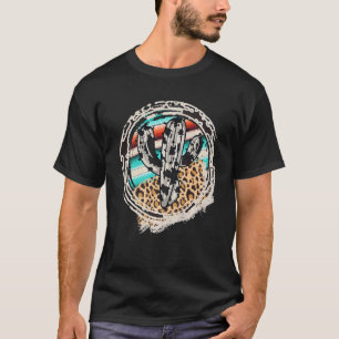 Leopard Koe Pattern Cactus Serape Print Cowgirl Ro T-shirt