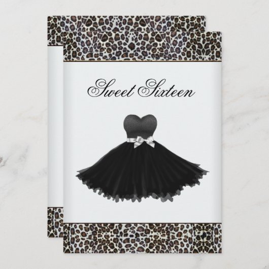 Leopard kroonluchter Sweet Sixteen verjaardagsfees Kaart (Voorkant / Achterkant)