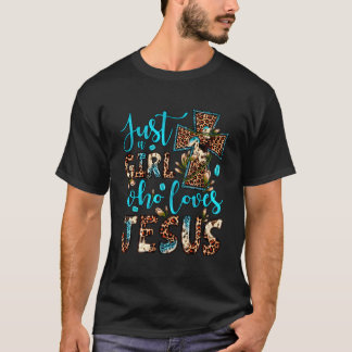 Leopard kruis gewoon een meisje dat van Jezus Chri T-shirt