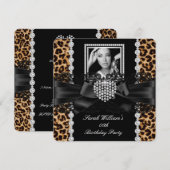 Leopard Lace Diamond Heart Foto Birthday Party 2 Kaart (Voorkant / Achterkant)