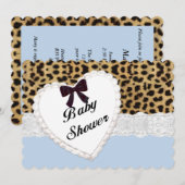 Leopard Lace Heart Baby shower Invitation Kaart (Voorkant / Achterkant)