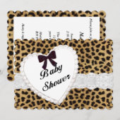 Leopard Lace Heart Baby shower Invitation Kaart (Voorkant / Achterkant)