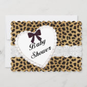 Leopard Lace Heart Baby shower Invitation Kaart (Voorkant)