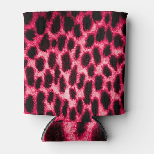 Leopard Leather: rood-zwarte textuur. Blikjeskoeler (Voorkant)