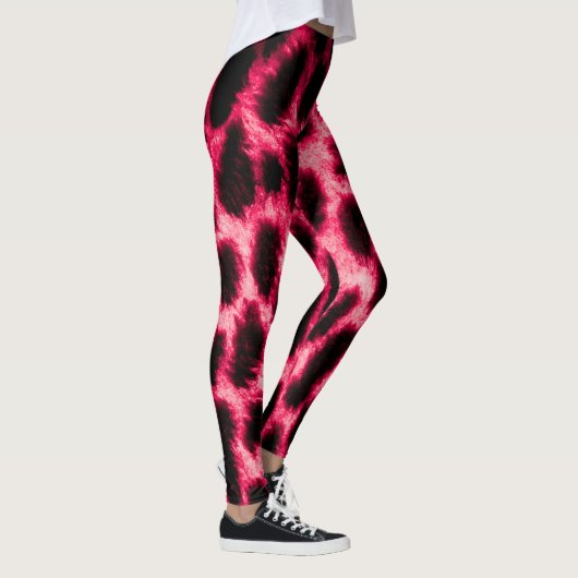 Leopard Leather: rood-zwarte textuur. Leggings (Rechts)