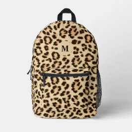 Leopard Lederen Print Patroon Monogram Bedrukte Rugzak