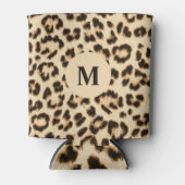 Leopard Lederen Print Patroon Monogram Blikjeskoeler (Voorkant)