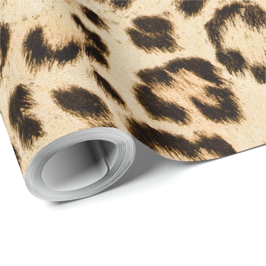 Leopard Lederen Print Patroon Monogram Cadeaupapier (Rol Hoek)