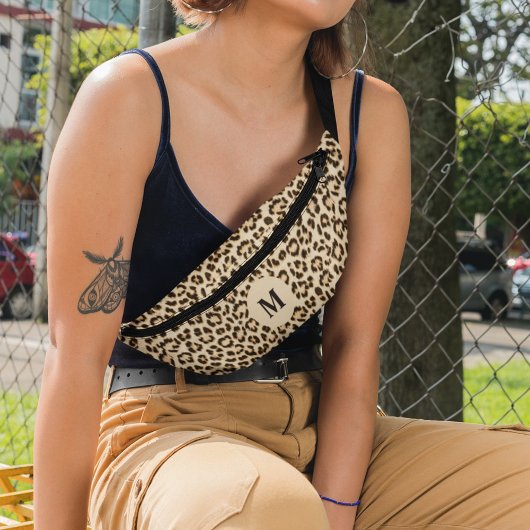 Leopard Lederen Print Patroon Monogram Heuptasje