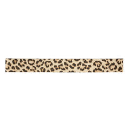 Leopard Lederen Print Patroon Monogram Satijnen Lint