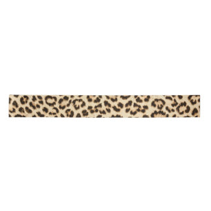 Leopard Lederen Print Patroon Monogram Satijnen Lint