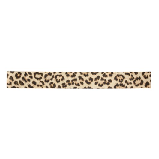 Leopard Lederen Print Patroon Monogram Satijnen Lint (Voorkant)