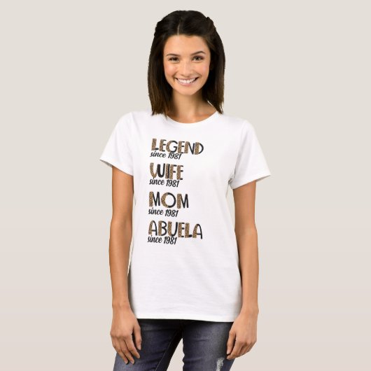 Leopard Legend Wife mama Abuela Pattern Moeder Gif T-shirt (Voorkant volledig)