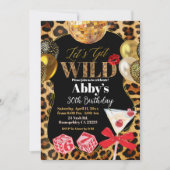Leopard Let's Get Wild Birthday Invitation Kaart (Voorkant)