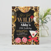 Leopard Let's Get Wild Birthday Invitation Kaart (Staand voorkant)