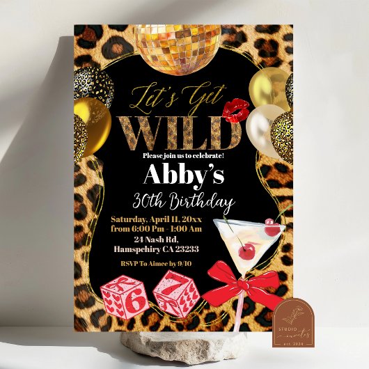 Leopard Let's Get Wild Birthday Invitation Kaart