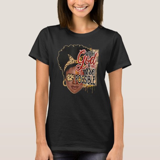 Leopard Liefde Afro Meisje Geloof Inspirerend Bijb T-shirt (Voorkant)