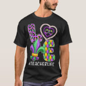 Leopard Liefde Leraar Leven Mardi Gras Vette Krale T-shirt (Voorkant)