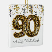 Leopard Life Well Lived 90 Birthday Balloons Foto Keramisch Ornament (Rechts)
