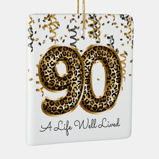 Leopard Life Well Lived 90 Birthday Balloons Foto Keramisch Ornament (Rechts)