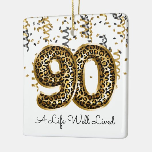 Leopard Life Well Lived 90 Birthday Balloons Foto Keramisch Ornament (Links)