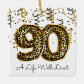 Leopard Life Well Lived 90 Birthday Balloons Foto Keramisch Ornament (Voorkant)