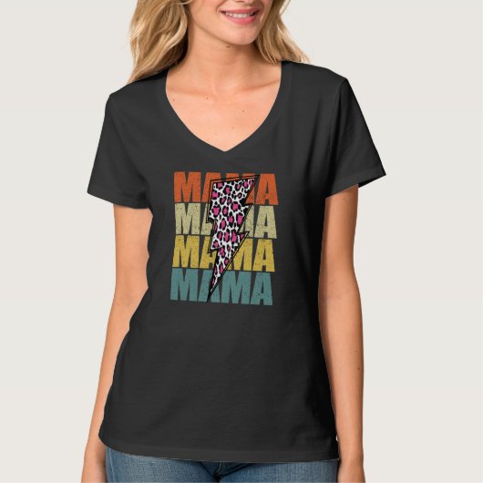Leopard Lightning Bolt Cheetah Mama Animal Print T-shirt (Voorkant)