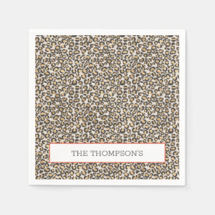 Leopard Linnen Monogram Chique Safari Dierenprint Servet