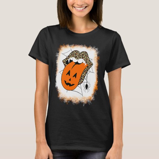 Leopard Lips Halloween Lips Vampire Mouth Pumpkin  T-shirt (Voorkant)
