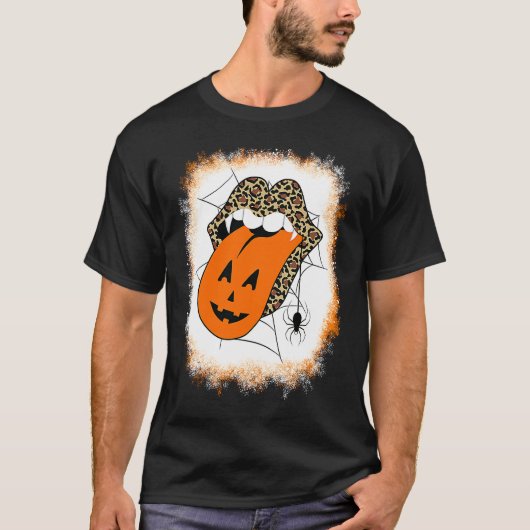 Leopard Lips Halloween Lips Vampire Mouth Pumpkin  T-shirt (Voorkant)
