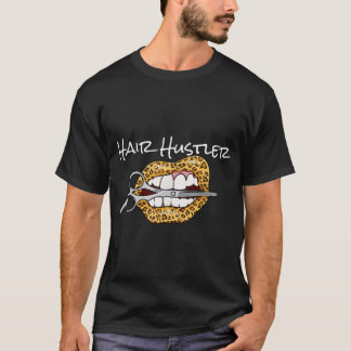 Leopard Lips With Scissors Cool Hairdresser Hair H T-shirt