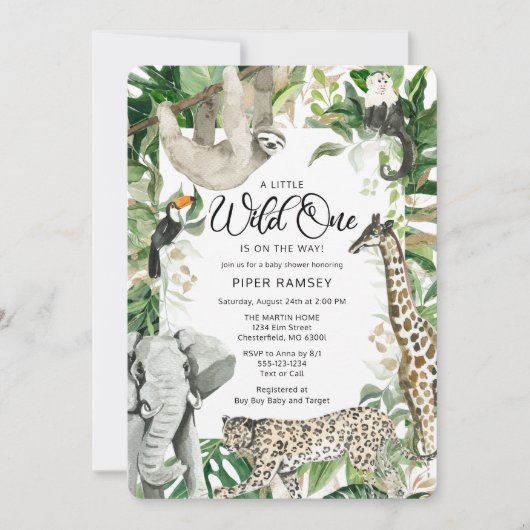 Leopard Little Wild One Safari Baby shower Kaart (Voorkant)