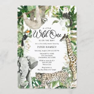 Leopard Little Wild One Safari Baby shower Kaart