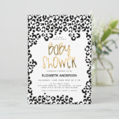 Leopard Little Wild One Safari Gold Baby shower Kaart (Staand voorkant)