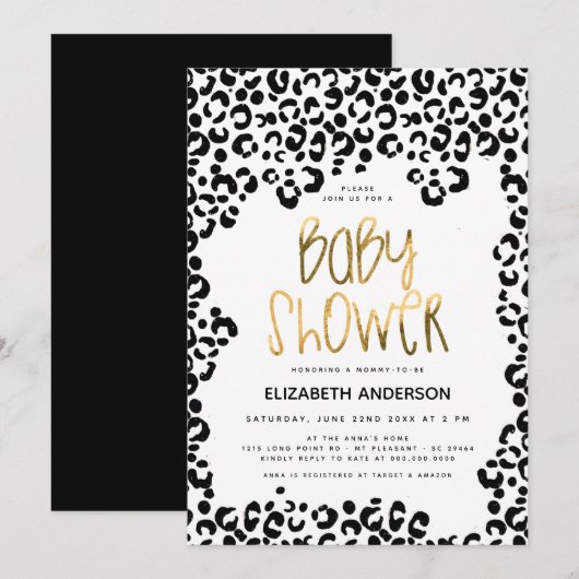 Leopard Little Wild One Safari Gold Baby shower Kaart (Voorkant / Achterkant)