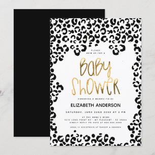 Leopard Little Wild One Safari Gold Baby shower Kaart