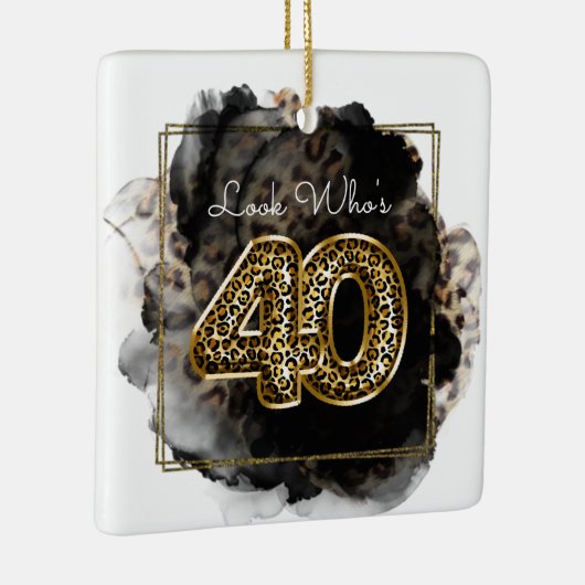 Leopard Look Who's 40 Birthday Custom Photo Fun Keramisch Ornament (Rechts)