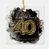 Leopard Look Who's 40 Birthday Custom Photo Fun Keramisch Ornament (Voorkant)