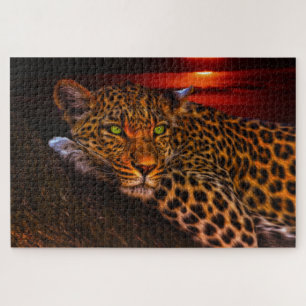 Leopard Lounging bij Sunset, Big Cat Art Legpuzzel