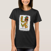 Leopard Love 1st Grade Teacher Messy Bun Juneteent T-shirt (Voorkant)