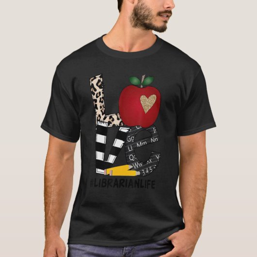 Leopard Love Librarian Life Back to School T-shirt (Voorkant)
