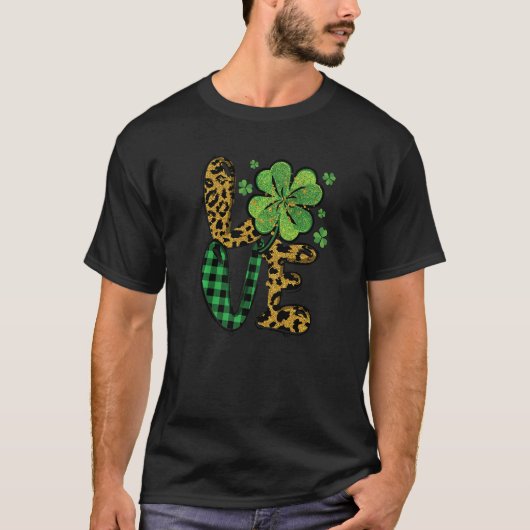 Leopard Love Lucky Shamrock C Irish St Patrick Day T-shirt (Voorkant)