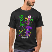 Leopard Love Nurse Life Scrub Nursing Mardi Gras W T-shirt (Voorkant)