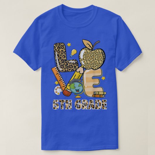 Leopard Love Teaching 5th Grade Back to School Tea T-shirt (Design voorkant)