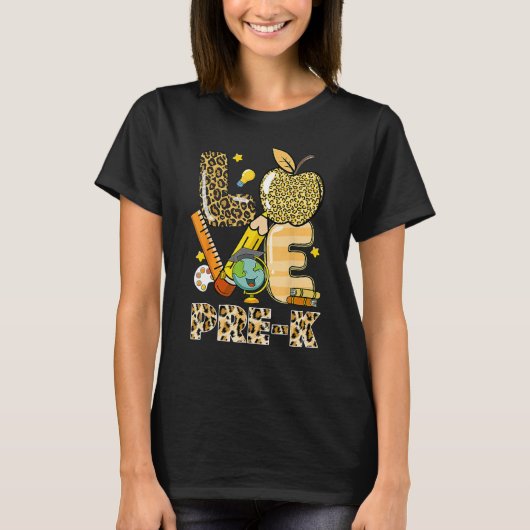 Leopard Love Teaching Pre K Back To School Teacher T-shirt (Voorkant)